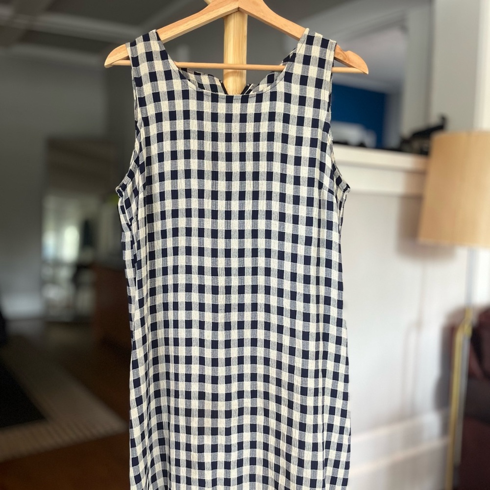 Vintage blue and white gingham dress midi size medium